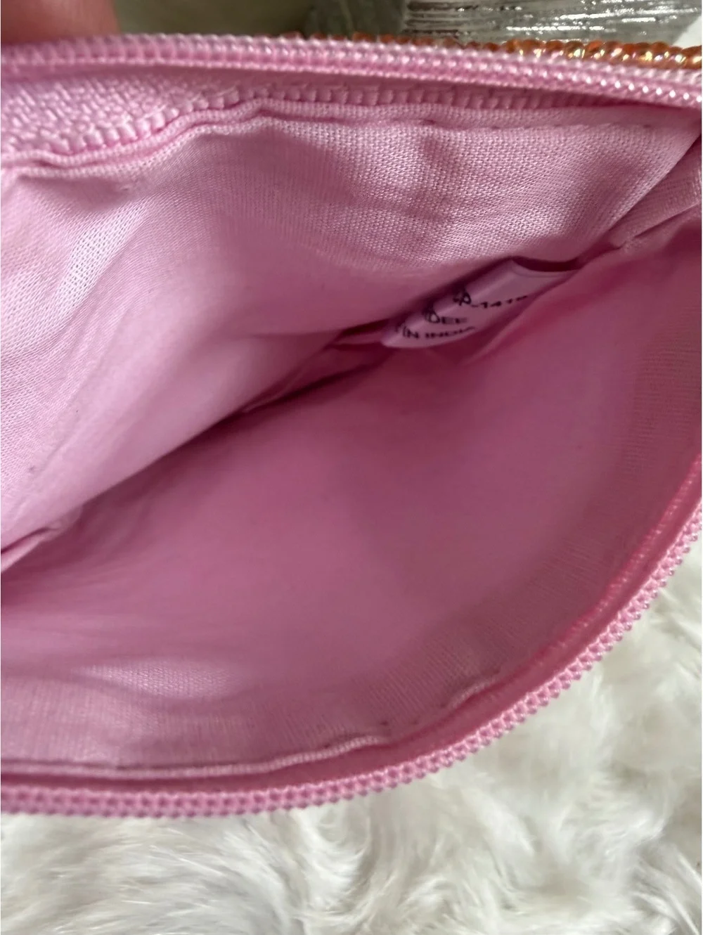 Beaded Pink 'Spritz Please' Cocktail Themed Coin Purse Pouch with Pom Pom Zipper